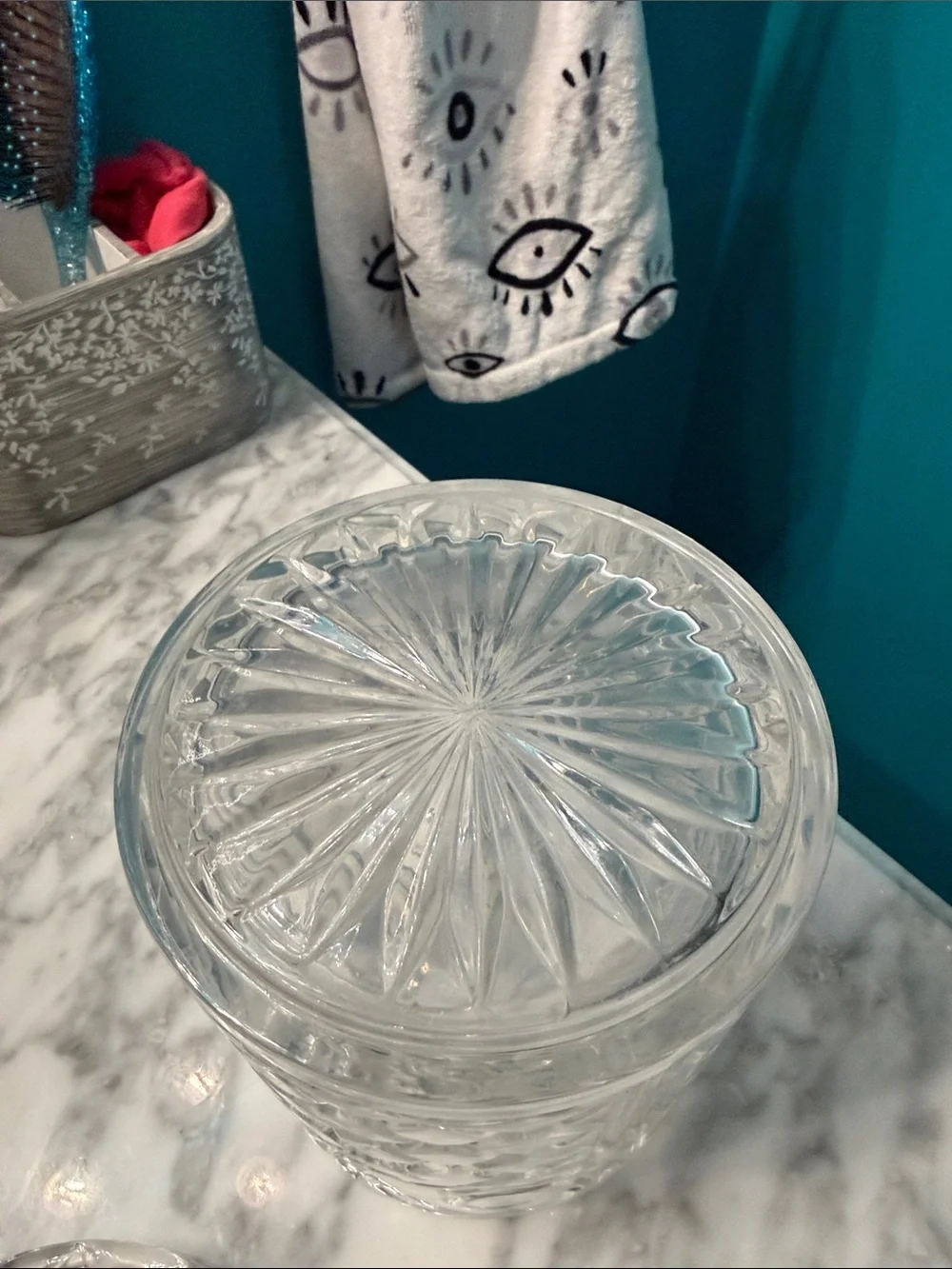 Crystal Cut Glass Lidded Jar - Clear